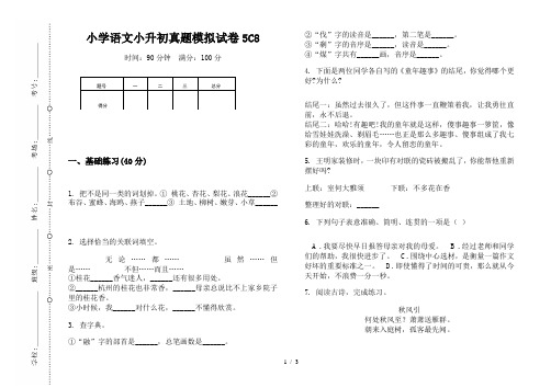 【小学教育】2019最新小学语文小升初(通用版)真题模拟试卷5C8—8K可直接打印