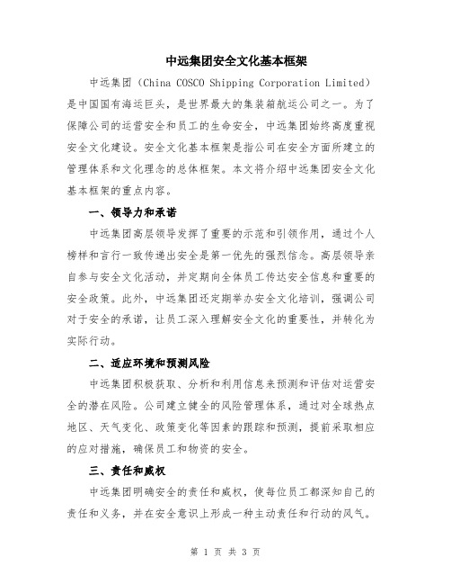 中远集团安全文化基本框架