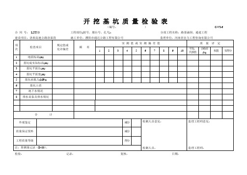 C-VI-6 开挖基坑质量检验表