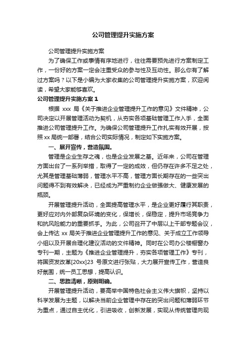 公司管理提升实施方案