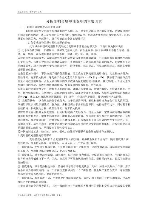 最新分析影响金属塑性变形的主要因素