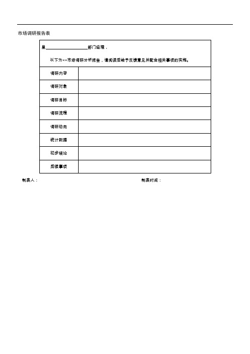 市场调研很实用的表格制作