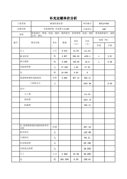 粉喷桩单价分析