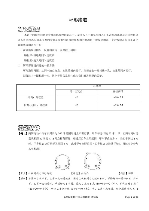 小学数学行程问题之环形跑道含答案