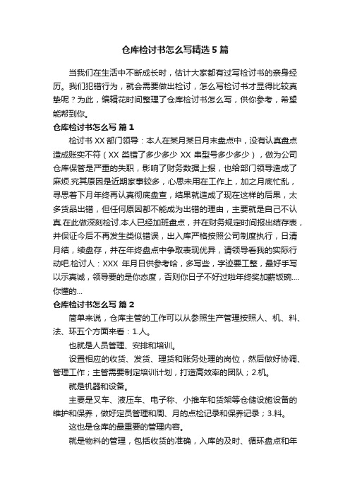 仓库检讨书怎么写精选5篇