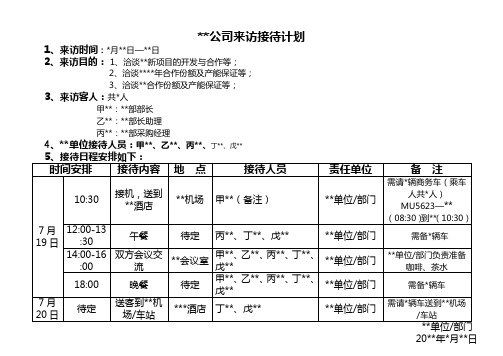 某公司来访接待计划