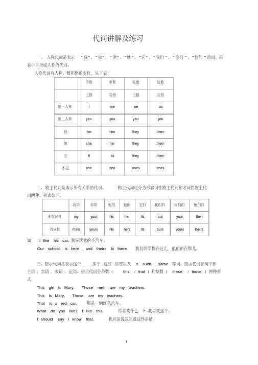 新版小学英语代词的用法、例句及练习.pdf