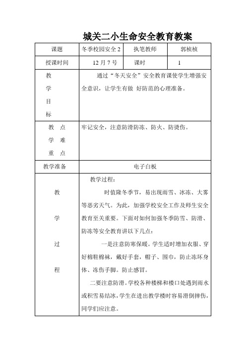 城关二小安全教育教案7