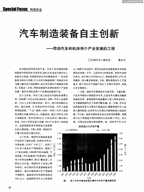 汽车制造装备自主创新——带动汽车和机床两个产业发展的工程