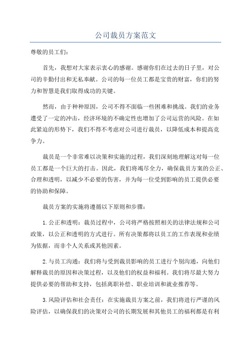 公司裁员方案范文