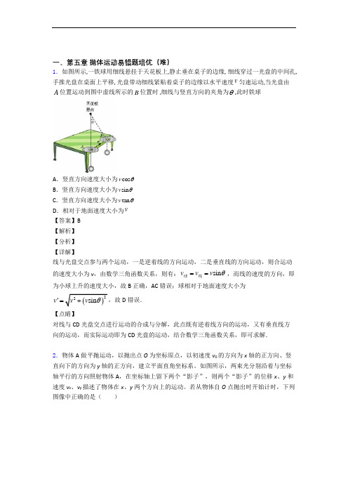 人教版高一物理下册 抛体运动检测题(WORD版含答案)