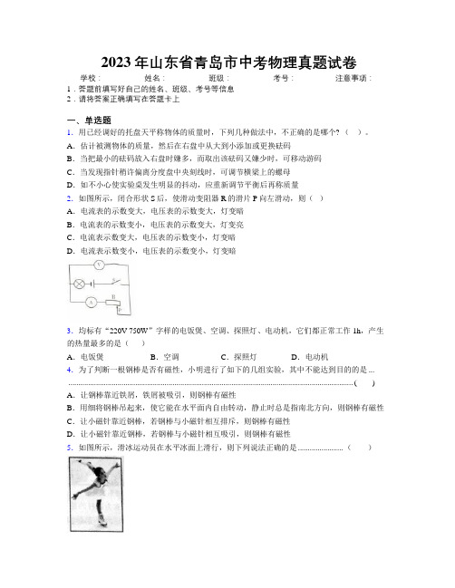 2023年山东省青岛市中考物理真题试卷及解析