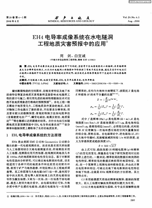 EH4电导率成像系统在水电隧洞工程地质灾害预报中的应用