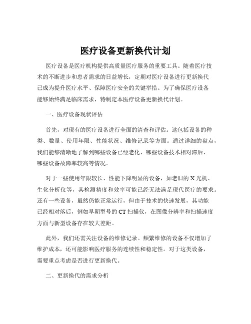 医疗设备更新换代计划