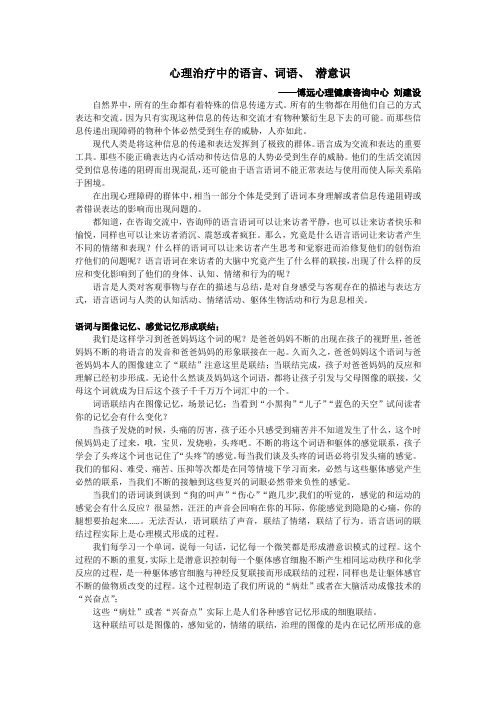 字词与语言在心理治疗中的影响与作用