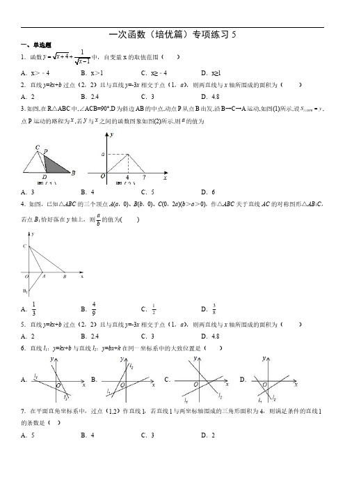 一次函数(培优篇)专项练习5 含答案