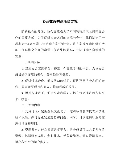 协会交流共建活动方案