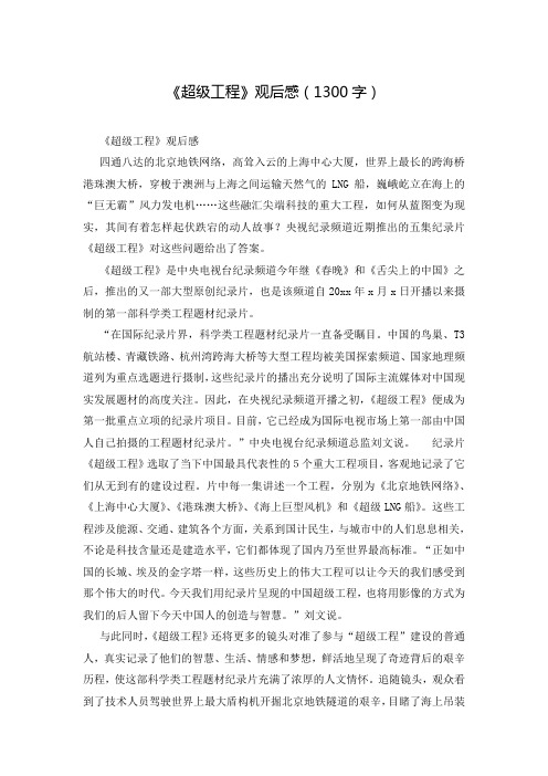 《超级工程》观后感(1300字)