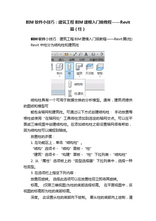 BIM软件小技巧：建筑工程BIM建模入门级教程——Revit篇（柱）