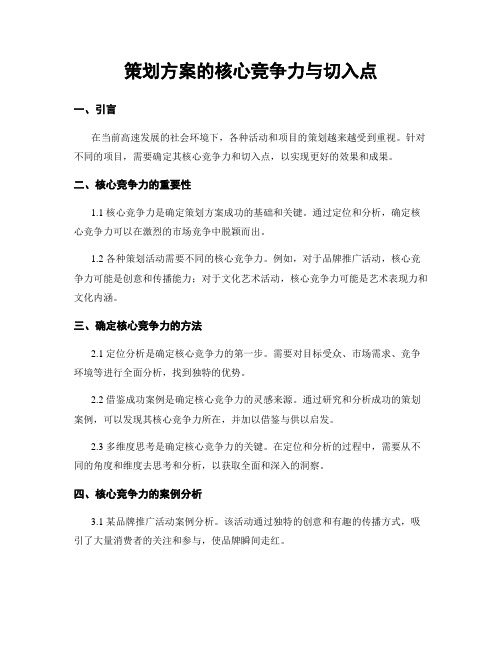 策划方案的核心竞争力与切入点