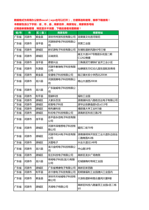 2020新版广东省河源市电子科技有限公司工商企业公司商家名录名单黄页联系电话号码地址大全78家