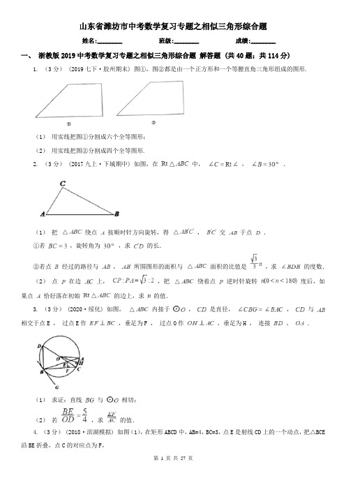 山东省潍坊市中考数学复习专题之相似三角形综合题