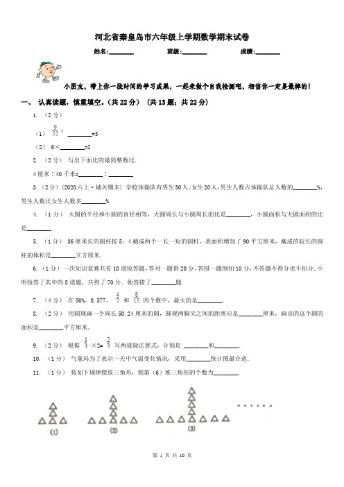 河北省秦皇岛市六年级上学期数学期末试卷