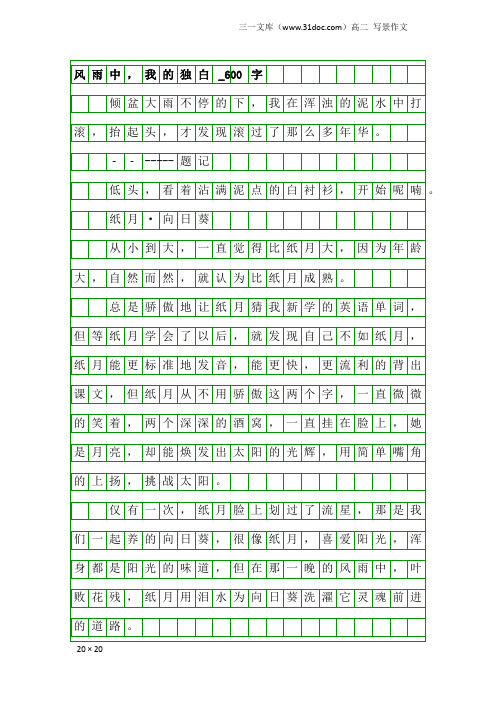 高二写景作文:风雨中,我的独白_600字_2