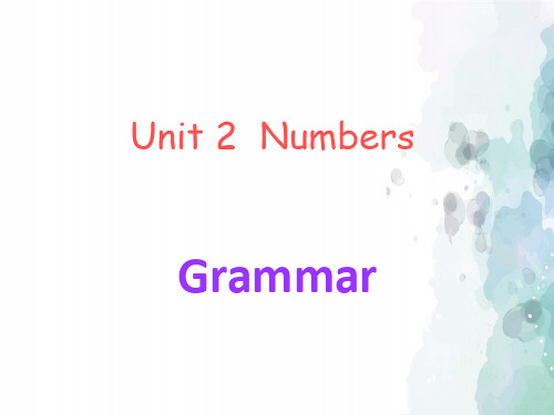 沪教牛津版-英语-八上-：Unit2 Numbers-grammar