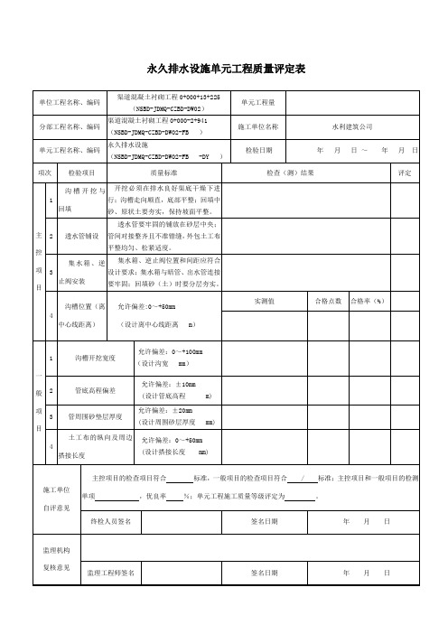 水利工程表格汇总