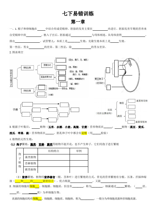 浙教版七年级下册科学易错训练