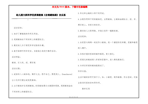 幼儿园大班科学优质课教案《自制蜡烛画》含反思