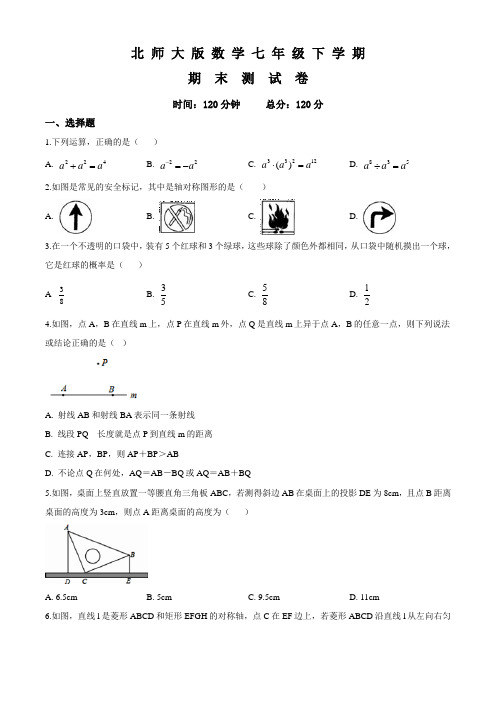 北师大版七年级下册数学《期末测试题》(附答案)