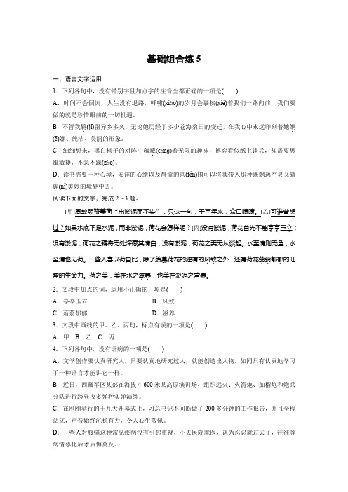 最新高考语文精选提分强化巩固基础提高组合练5(有答案解析)