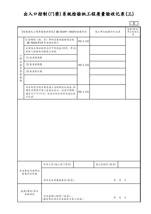 出入口控制(门禁)系统检验批工程质量验收记录