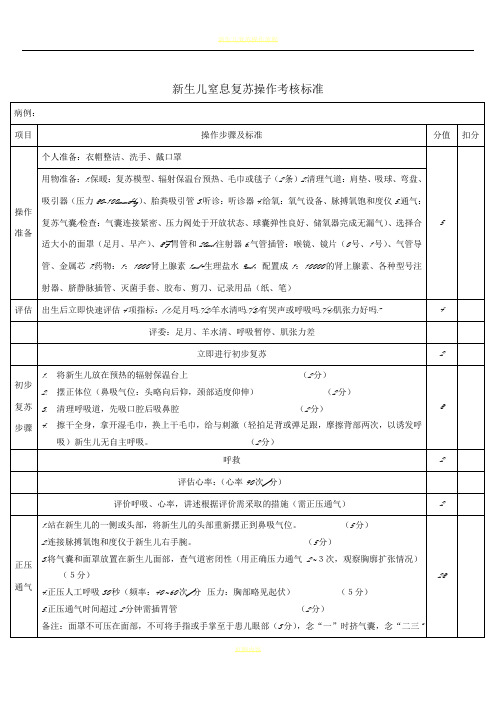 新生儿复苏考核标准