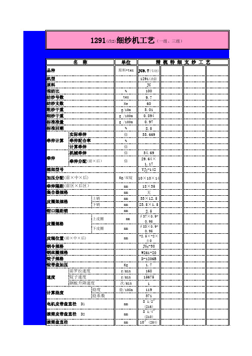 1291(改2)细纱机工艺