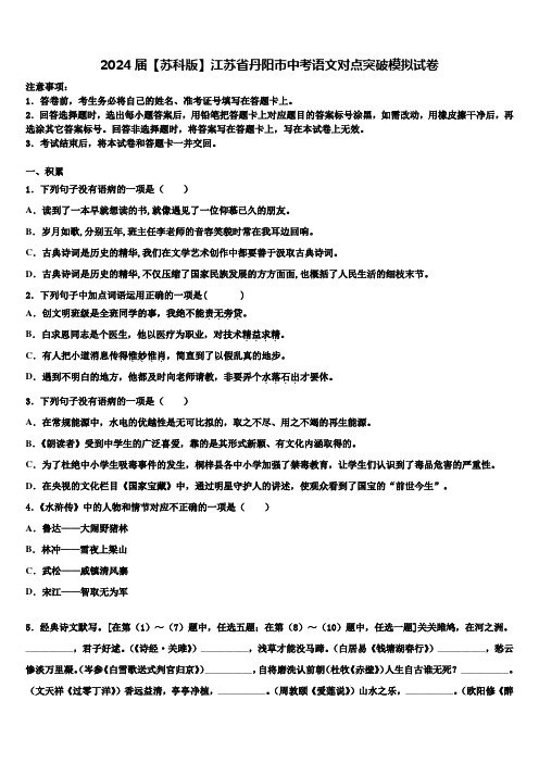 2024届【苏科版】江苏省丹阳市中考语文对点突破模拟试卷含解析