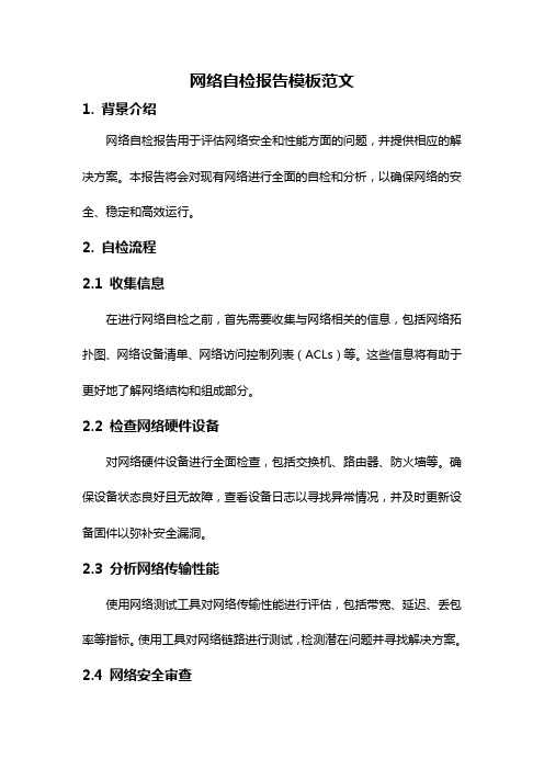 网络自检报告模板范文