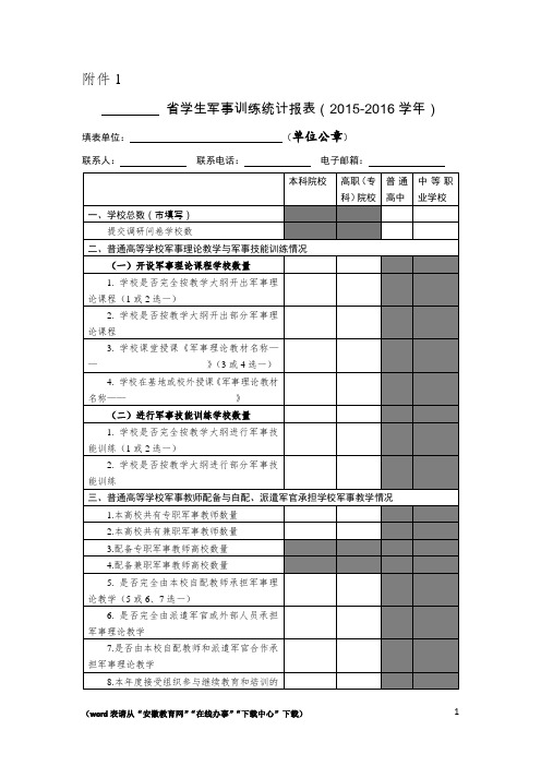 学生军事训练统计报表