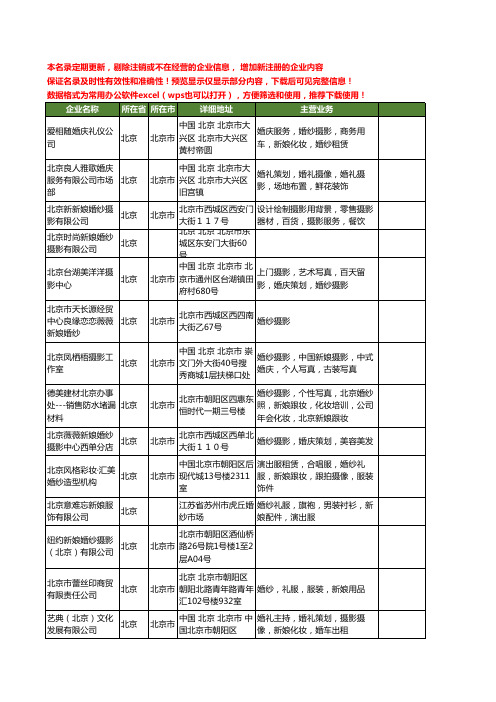 新版北京市新娘婚纱工商企业公司商家名录名单联系方式大全29家