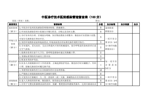 中医诊疗技术感控督查标准