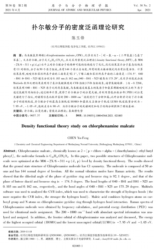 扑尔敏分子的密度泛函理论研究