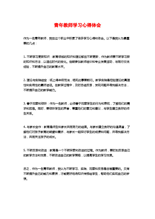 青年教师学习心得体会