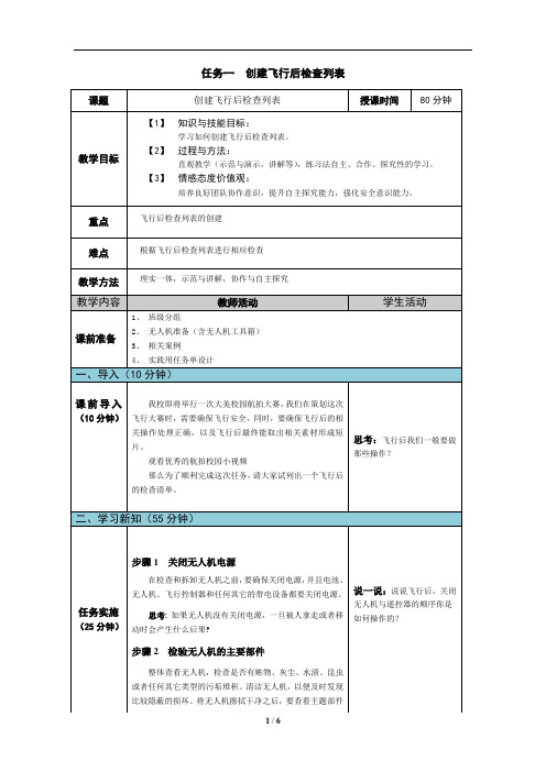 无人机航拍技术最新版教案-创建飞行后检查列表