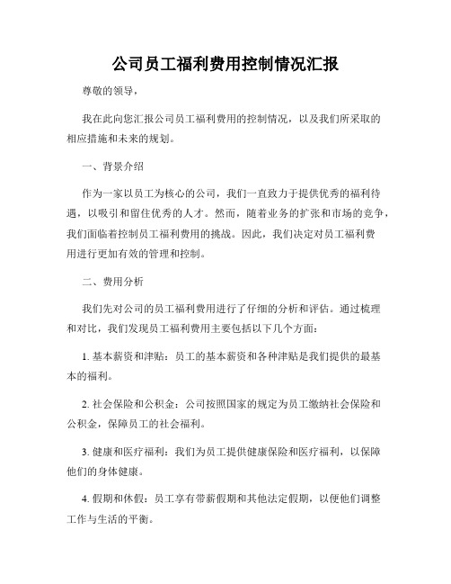 公司员工福利费用控制情况汇报