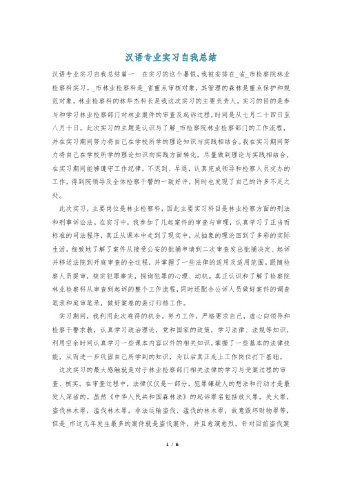 汉语专业实习自我总结