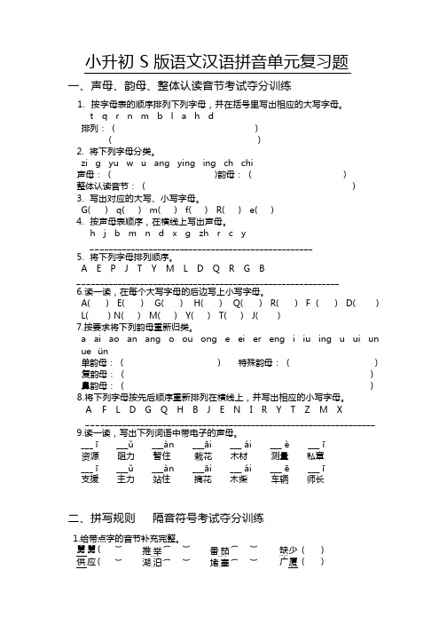 小升初S版语文汉语拼音复习题