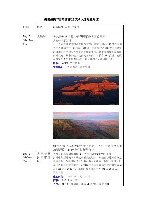 美国圣诞节自驾西部12天6人计划2