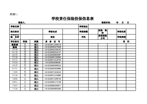 四三班校方责任险投保单